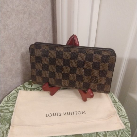 Louis Vuitton Long Clutch Brazza Damier Snap Button Wallet Black